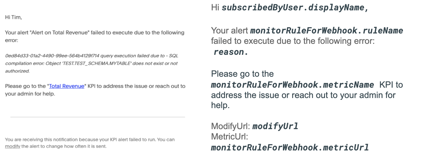 Webhook failure notification