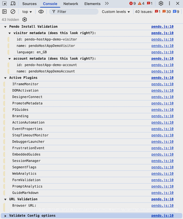 Dev console verification