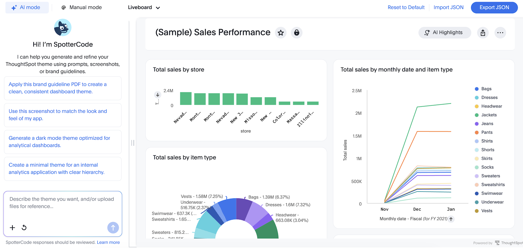Theme buidler AI mode interface