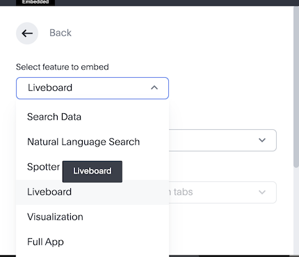 Choose LiveboardEmbed component